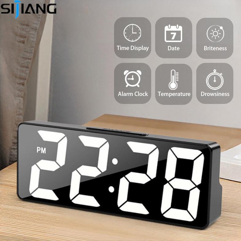 SIJIANG Jam Meja Digital/jam Dinding Digital Led/jam Weker Alarm Aesthetic/jam Weker Digital Aesthet