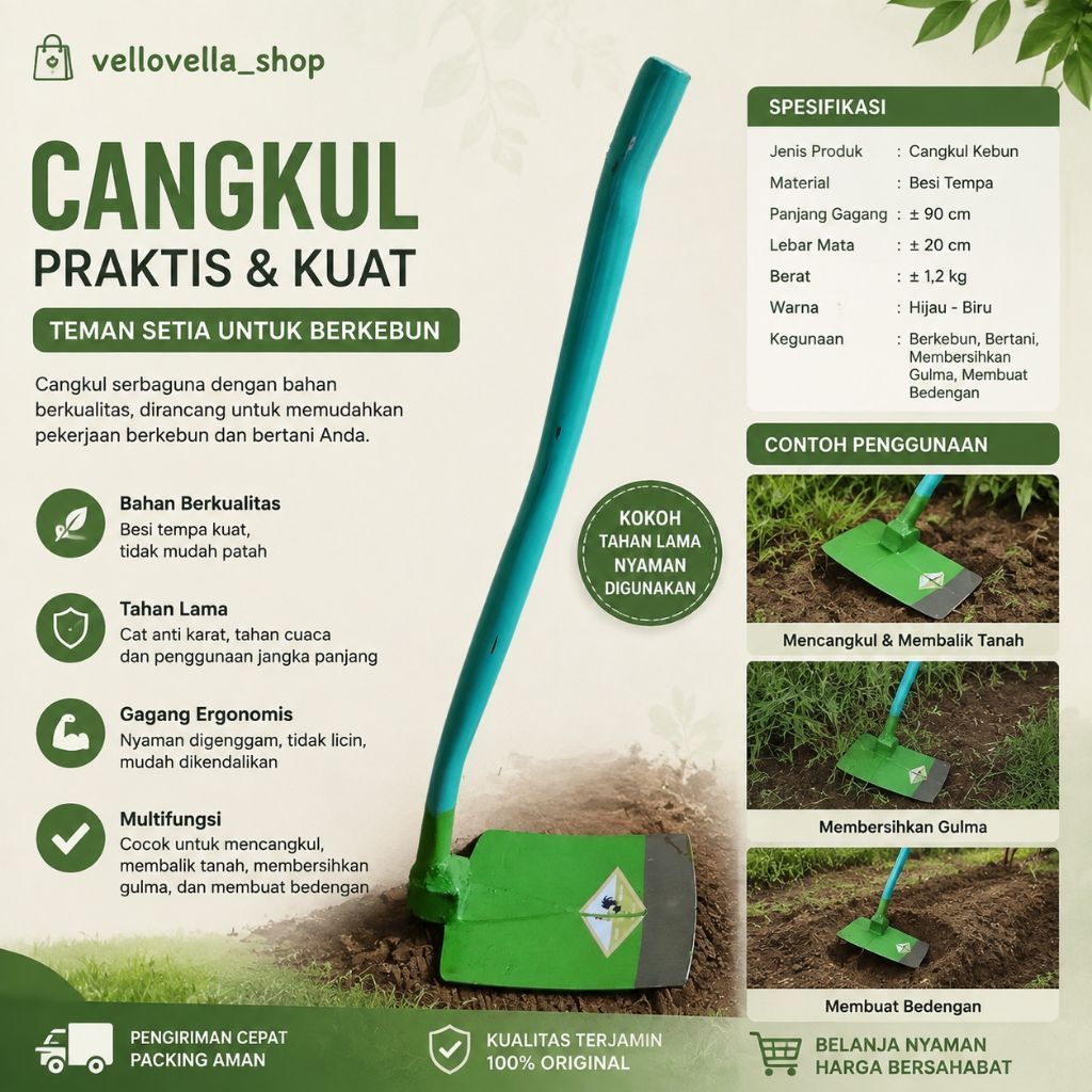 Cangkul pacul gagang besi / cangkul tanah pacul tanah gagang hijau / cangkul gagang pacul gagang
