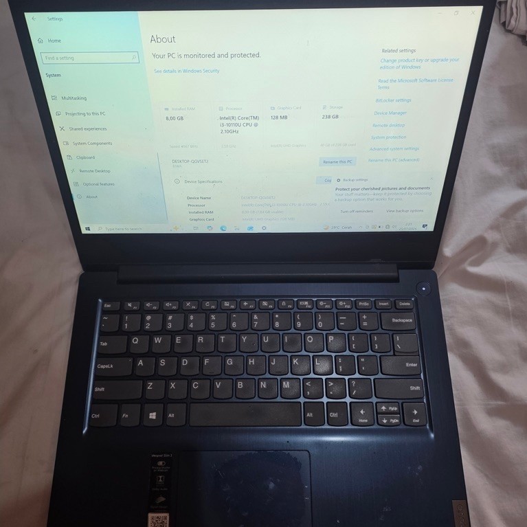 Lenovo Slim 3 8/256gb i3-10110U Resmi Bekas