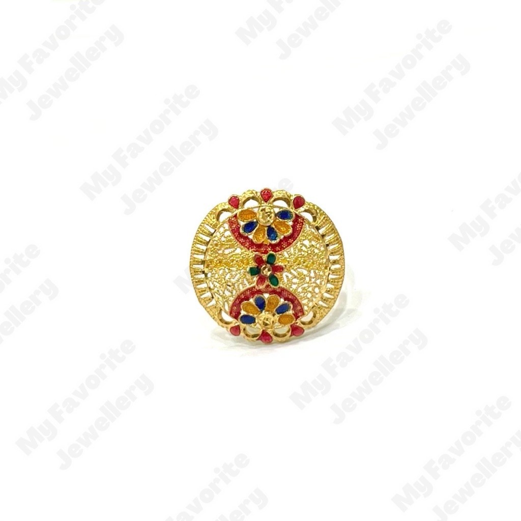 Cincin Warna Ala Dubai Adjustable Emas Asli Kadar 700 16K