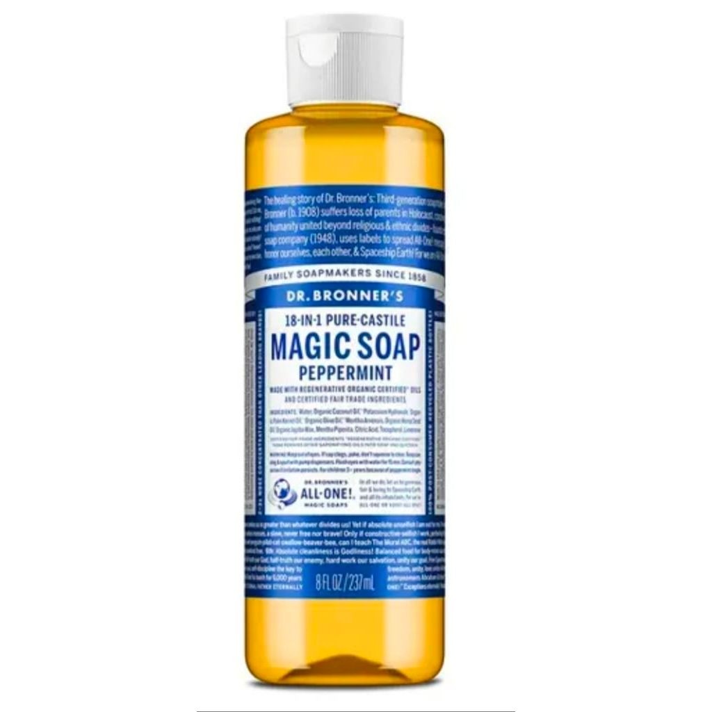 Dr. Bronner's Magic Soap Peppermint 18-in-1 Pure-Castile All-One 8 Fl Oz 237 mL