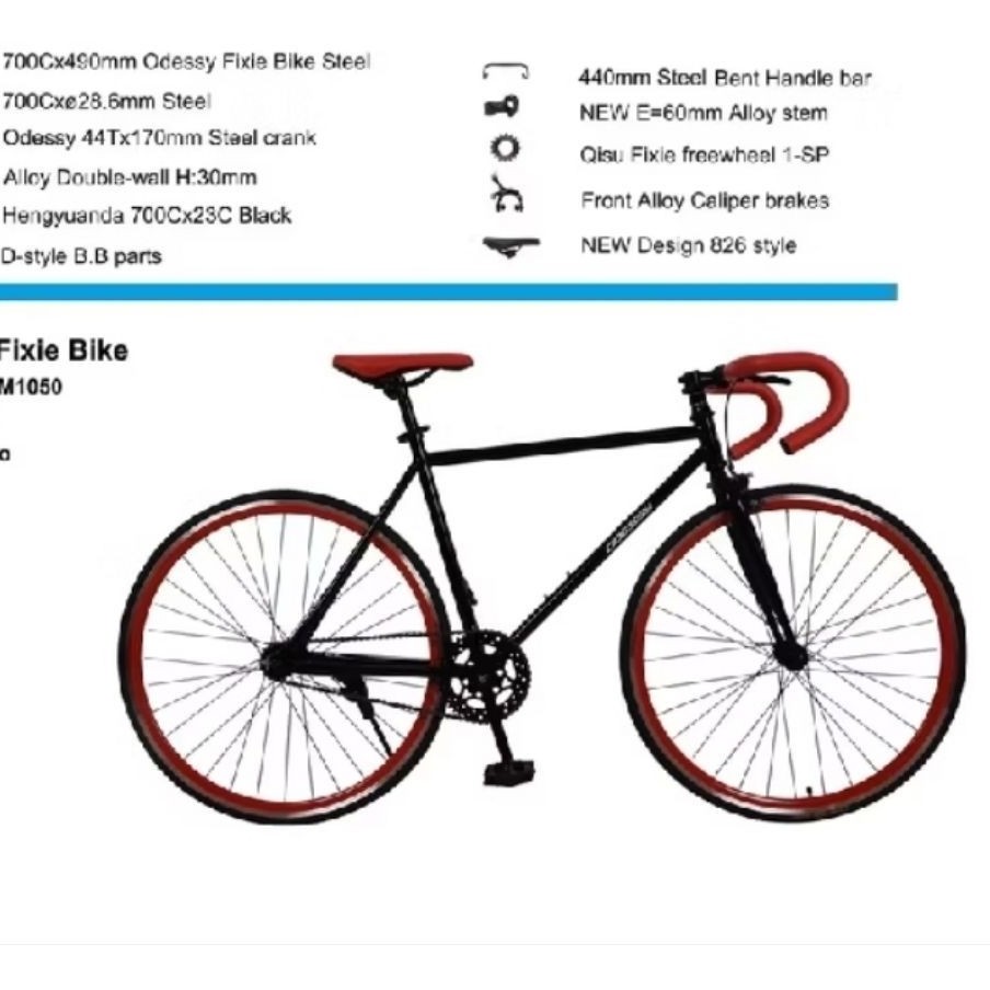 Sepeda Fixie OD 1050 Odessy Balap 700cc Rem Torpedo