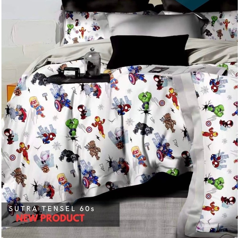 Sprei Set Anak atau Bedcover Set Kids Tcl Sutra Organik 60s 90x200 100x200 120x200 160x200 180x200 2