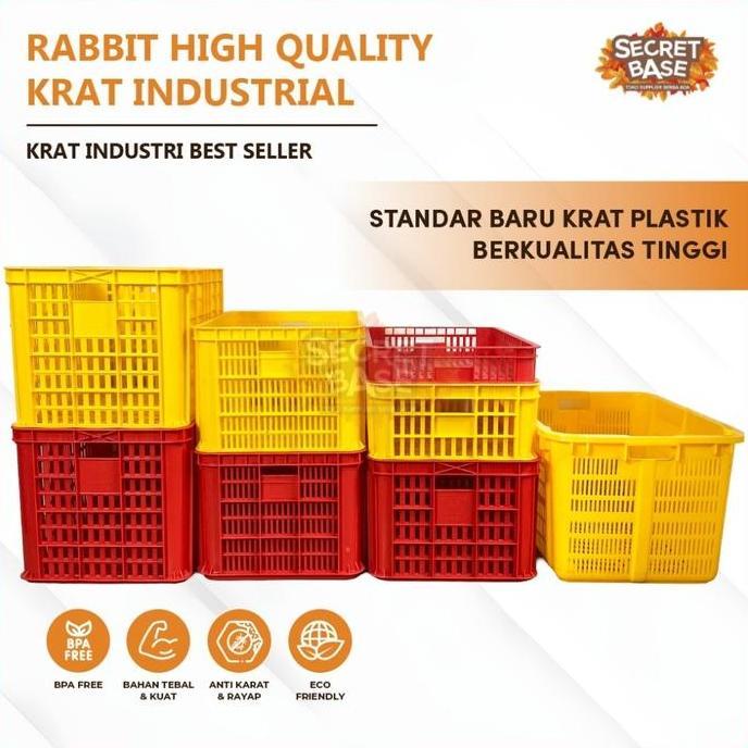 RABBIT HIGH QUALITY KRAT INDUSTRIAL - Keranjang Serbaguna / Krat Industri Tebal / Keranjang Buah