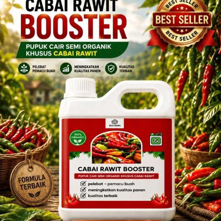ECOFARM - BOOSTER CABE 1 Liter - Pupuk organik Cair dan ZPT Khusus tanaman cabe & Pelebat cabe  100 