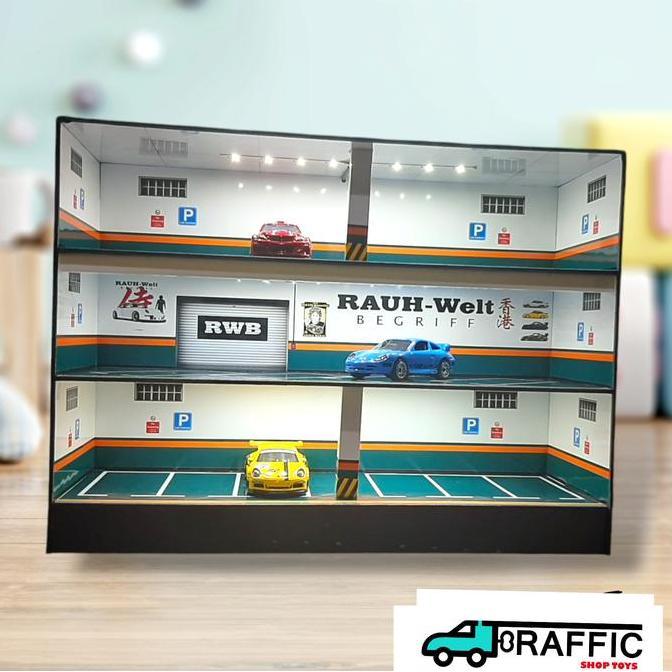 RWB Rauh welt Diorama parkiran basement diecast skala 64 Garasi diorama  parkiran