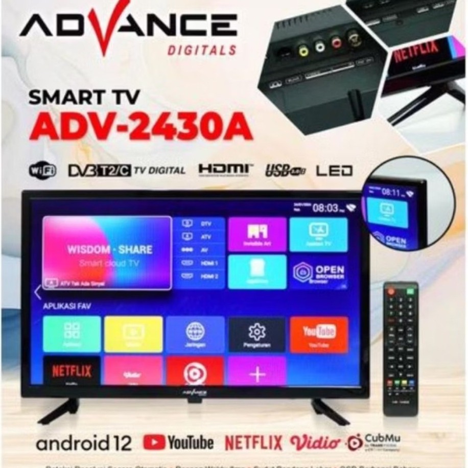 ADVANCE ANDROID SMART TV 2430A - TV LED ADVANCE SMART ANDROID 24 INCH - ANDROID TV ADVANCE 24 INCH -
