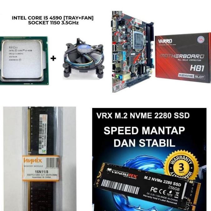 Paket Processor Intel Core i5 4590 Gen 4 H81 Socket LGA 1150 NVME