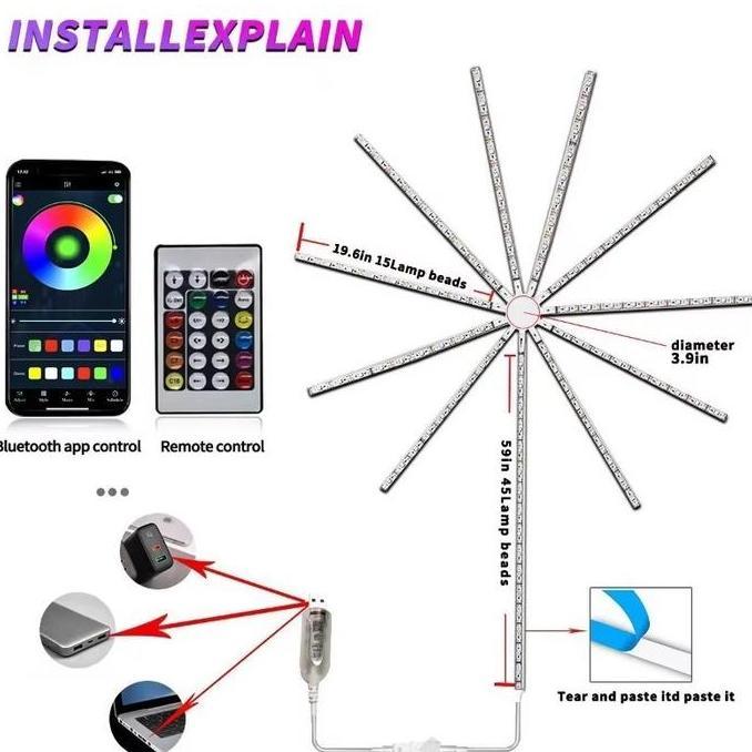Vixplorn 180/70 LED Lampu Strip Dekoratif LED Lampu Strip Led Lampu Strip Led/Automatic Dengan Music