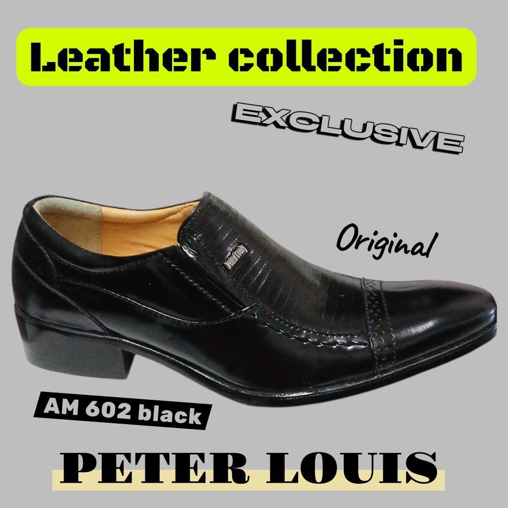 Sepatu Pantofel Pria Kulit Asli PETER LOUIS AM 602 Black