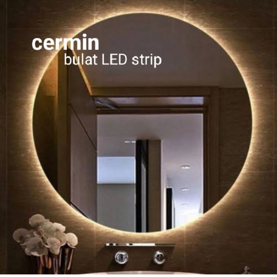 Cermin Bulat LED Strip untuk Kamar Mandi Lampu Gantung Dinding