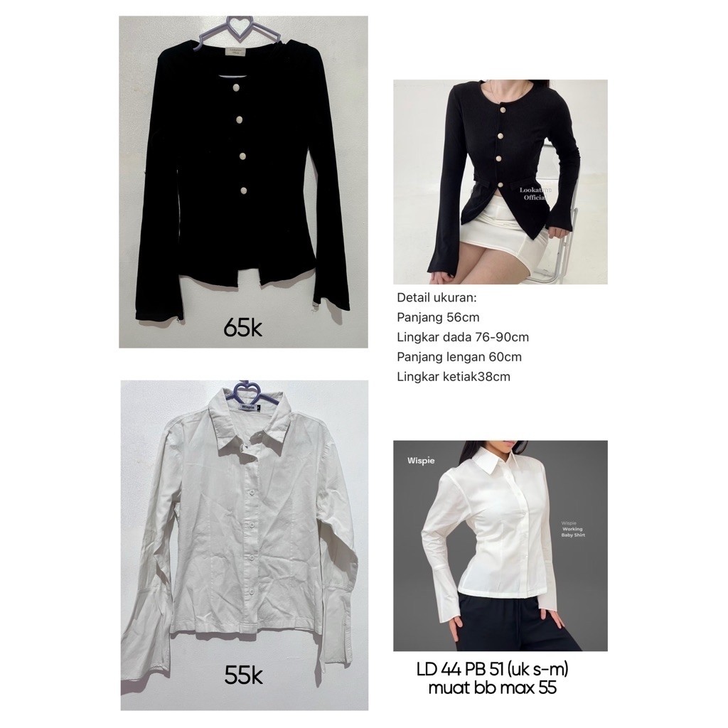 atasan hitam longsleeve | kemeja putih wispie