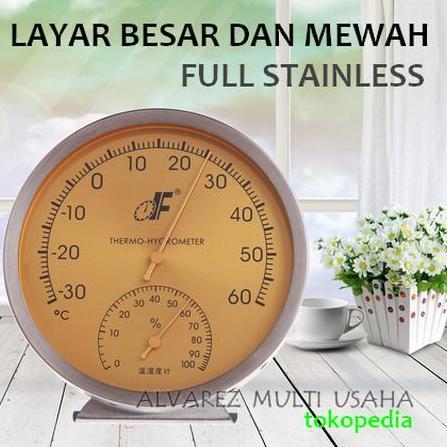 Thermometer / Termometer Hygrometer Ruangan Analog Stainless