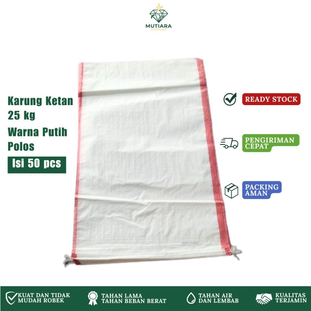 Karung Beras Ketan Putih Polos 25 Kg isi 50 pcs