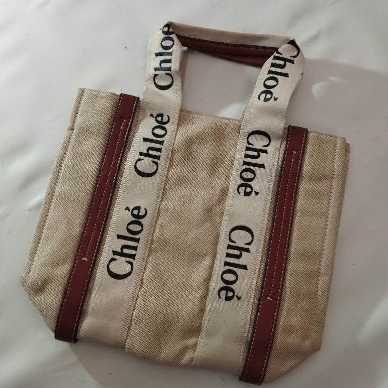 Chloe Small Woody Tote Bag Kanvas Elegan
