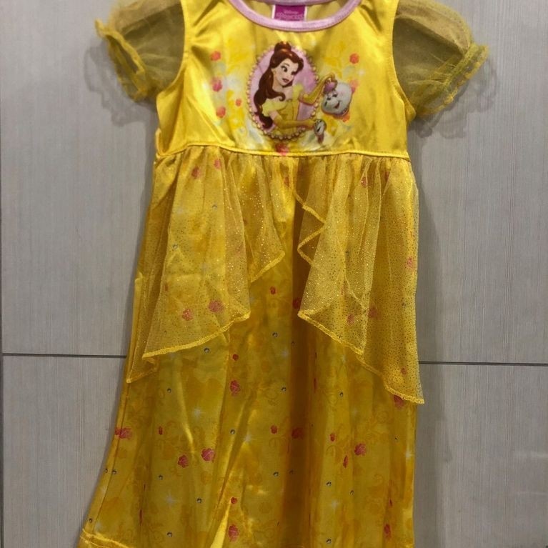 Dress anak Belle Beauty and The Beast ORI DISNEY, preloved PL anak sndiri, dress kuning satin, size 