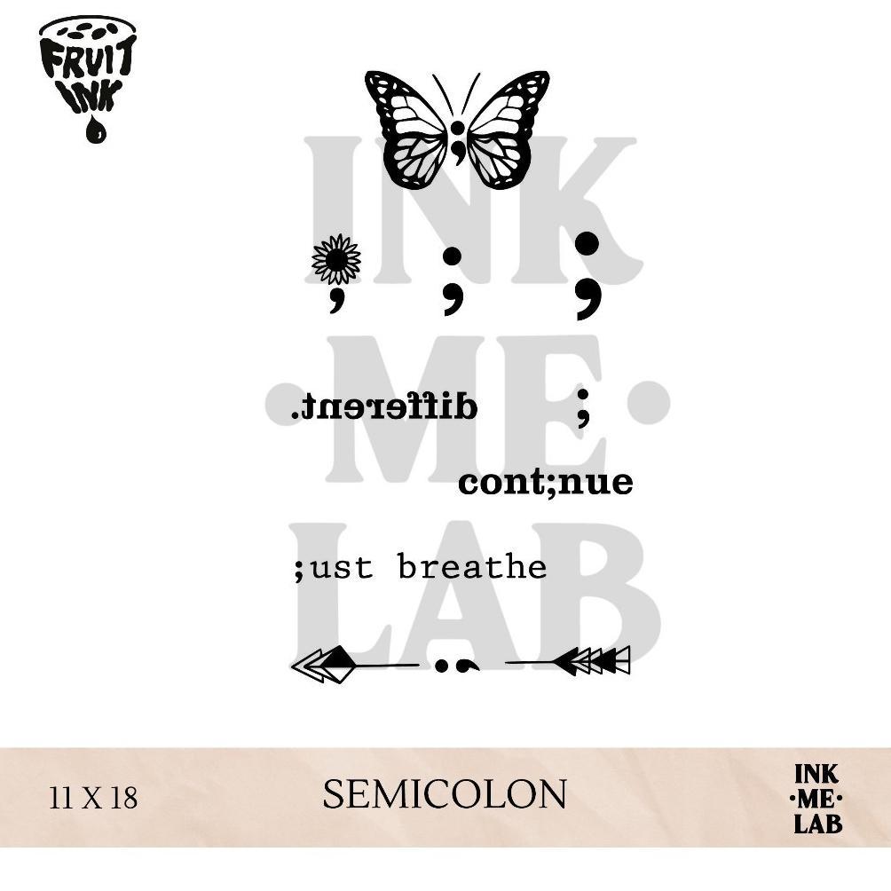 Semicolon Tattoo by Inkmelab 11x18, Fruit Ink Tattoo Temporer Bertahan 2-3 minggu