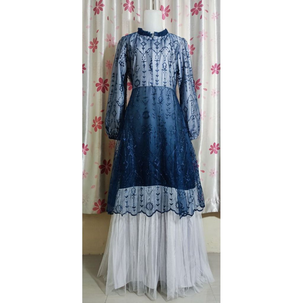 Gamis Brukat Gamis Navy Abaya Navy Gamis Pesta Gamis Gradasi Long Dress Brukat Navy