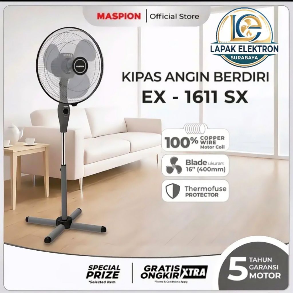 Kipas Angin Berdiri 16" Maspion EX 1611 SX / Maspion EX-1611 SX