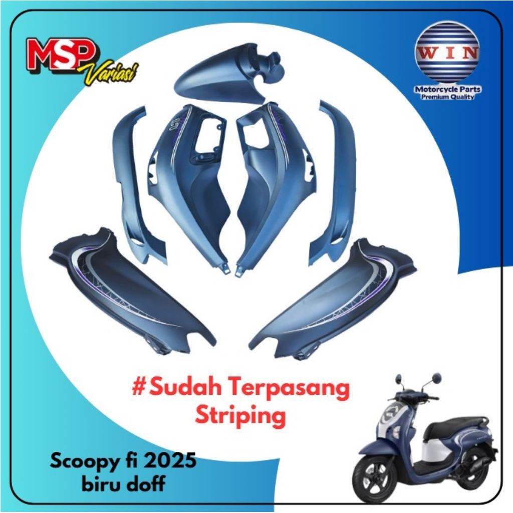 sayap legshield scoopy fi K2F 2025 biru doff cover L & R front 64201 K2F & 64202 K2F