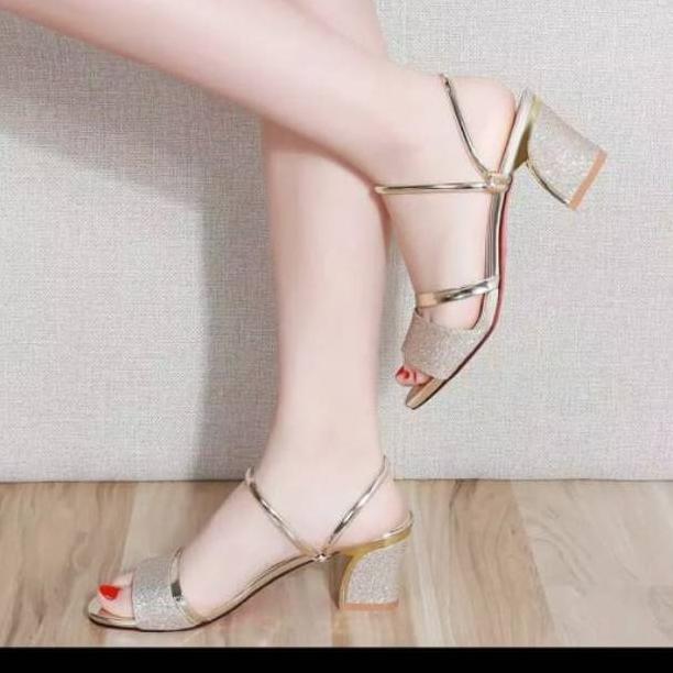 New Sepatu Hak Pump Heels 7Cm Shoes Import Bartier Ladies Emor Gold  Silver Hitam