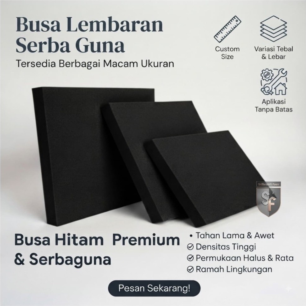 Busa lembaran.Busa alas setrika (BUSA HITAM).Alas setrika Tampa sarung
