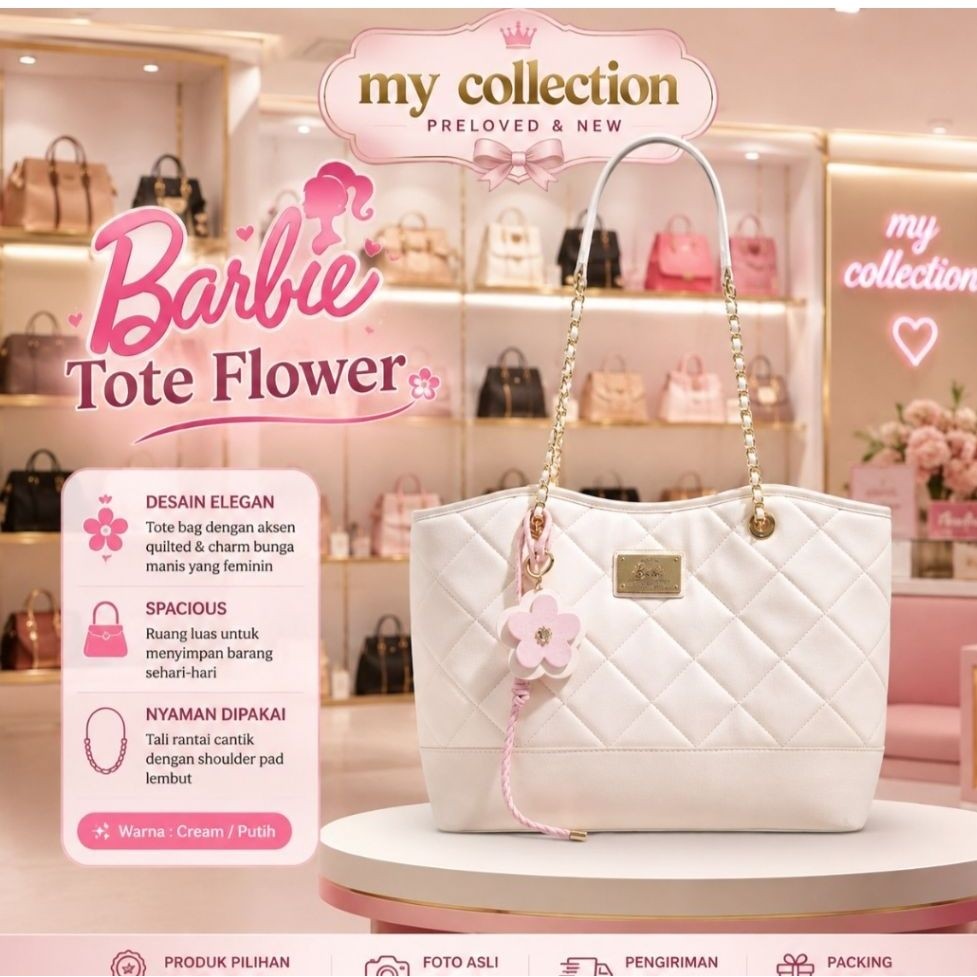 NEW TAS ORI BARBIE TOTE FLOWER