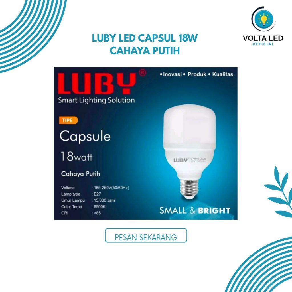 Lampu Led Capsule Luby 18 Watt Cahaya Putih
