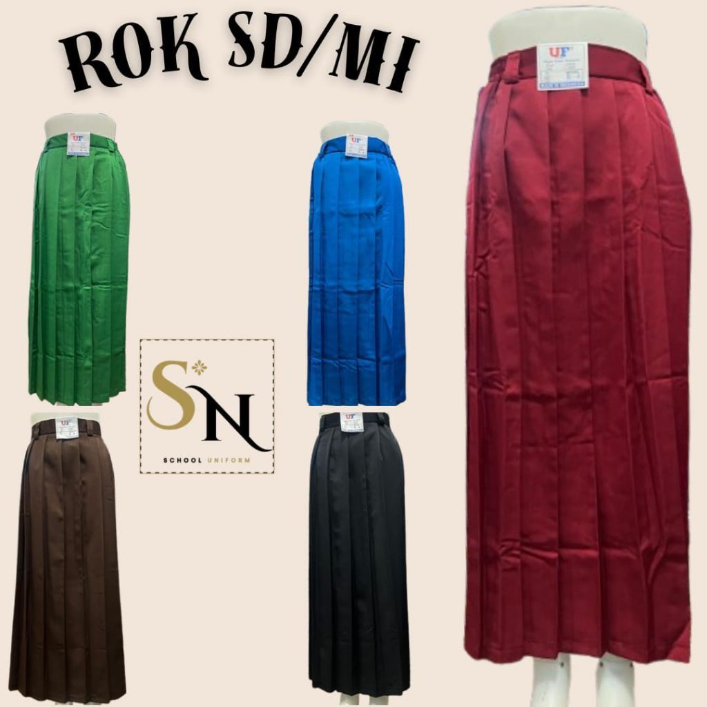 ROK SD Mi PANJANG KAIN TWIST LICIN LEMBUT / ROK MERAH SD KAIN LEMBUT / ROK LIPIT SD / ROK REMPEL SD 