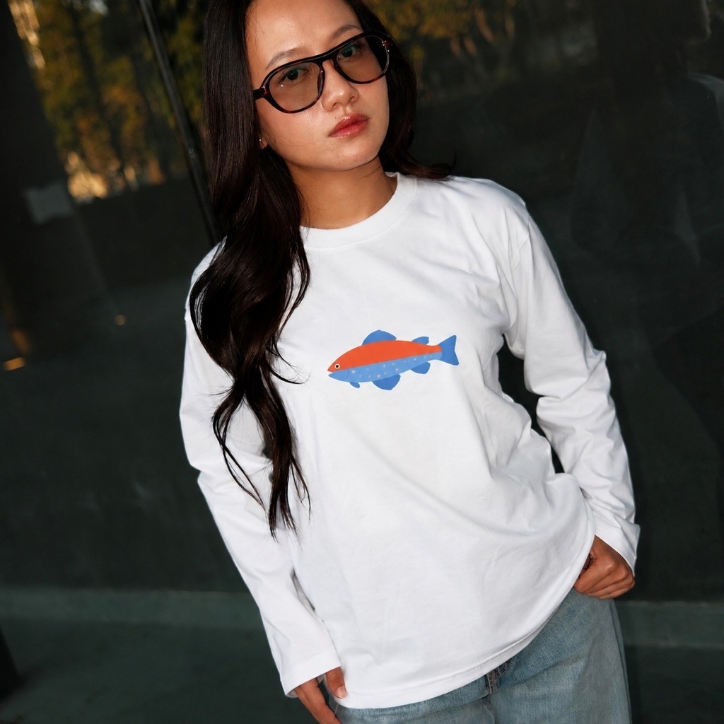 Kaos Wanita Lengan Panjang Desain Ikan | Sera Studios Cotton Premium