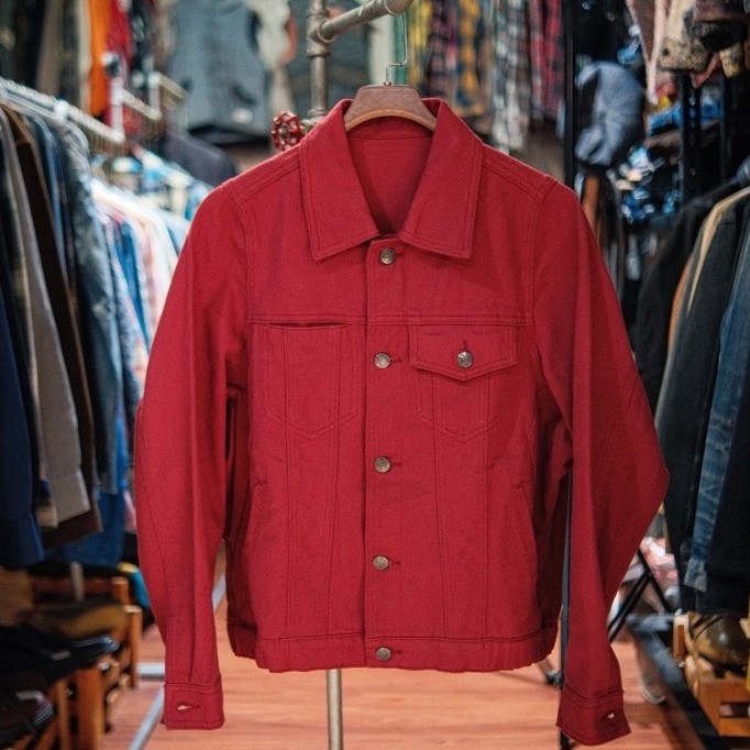 Trucker SIWY Red Denim Jacket Original Made In USA - Size M