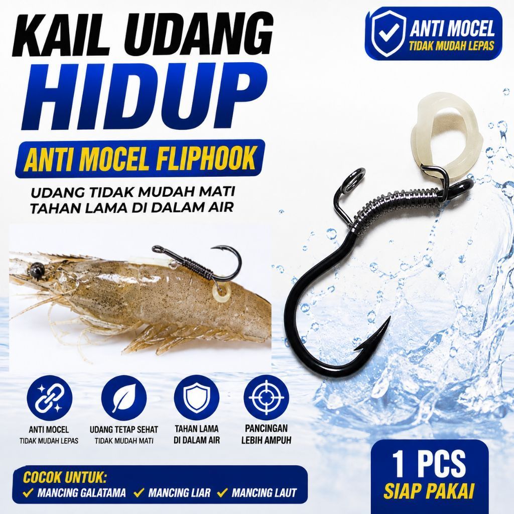 Kail Udang Hidup Anti Mocel Fliphook | Kail Udang Hidup Otomatis