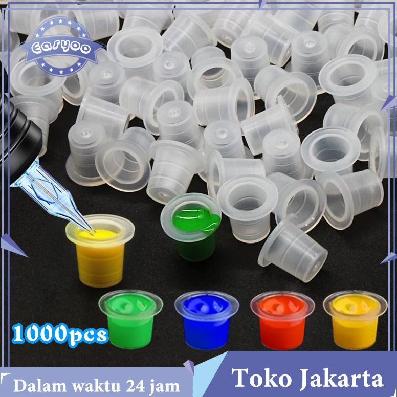 Tempat Tinta Tato 1000pcs Tattoo Ink Cup Set Bening Jernih Wadah Tempat Tinta Tattoo