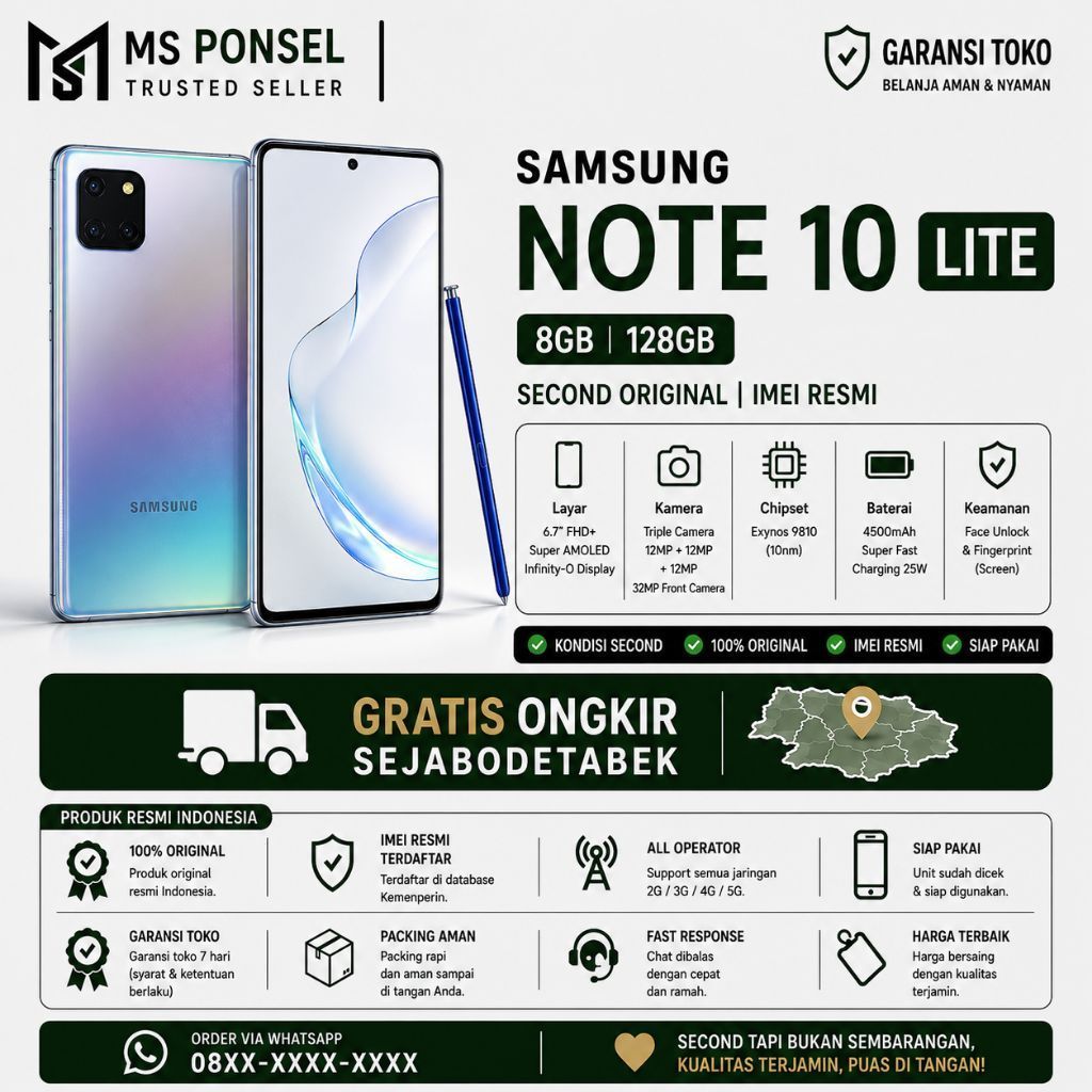SEIN Samsung Galaxy Note 10 Lite 8/128GB Second Original Resmi