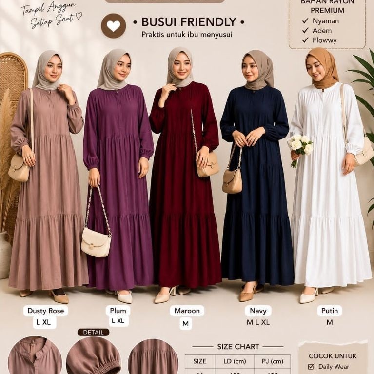 Gamis Eclo Polos | Dress Rayon | Gamis rayon twill Eclo