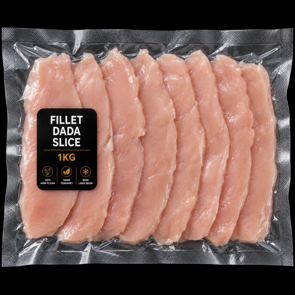 Slice Dada Ayam Fillet 1kg/Fillet Dada Ayam Iris Tipis 1kg