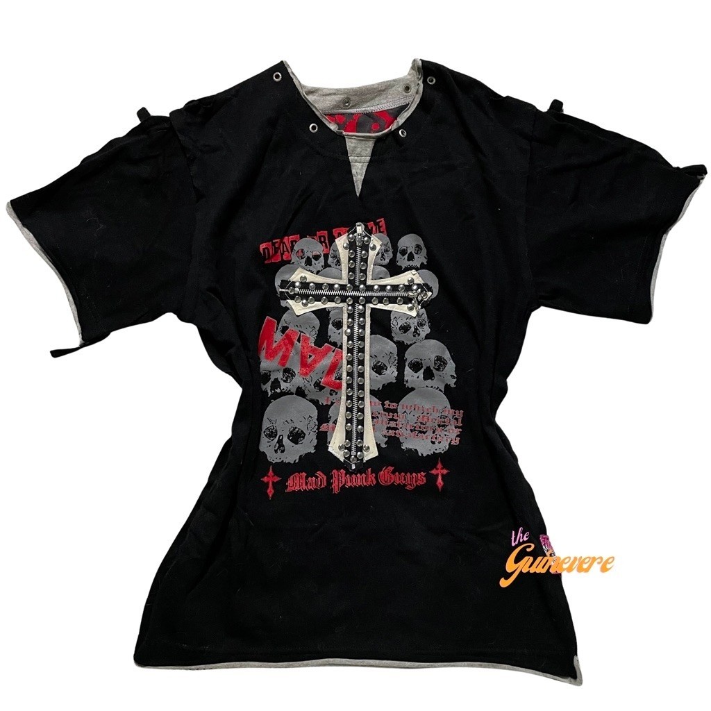 Y2K GOTH PUNK T-SHIRT - GRAPHIC HARAJUKU GIRL STYLE TEE - GOTHIC STYLE T-SHIRT - MAD GIRL