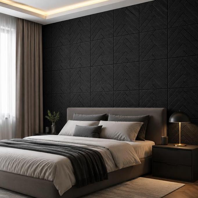 Domiya_Panel Akustik Peredam Suara Dinding Motif Geometri Premium Polyester Tebal Kedap Suara Untuk 