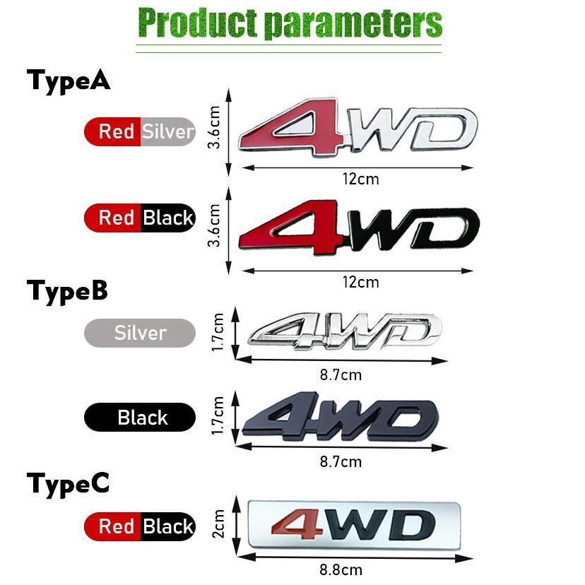 Emblem Logo Mobil 4WD Bahan metal 3D - Stiker Emblem Logo 4WD