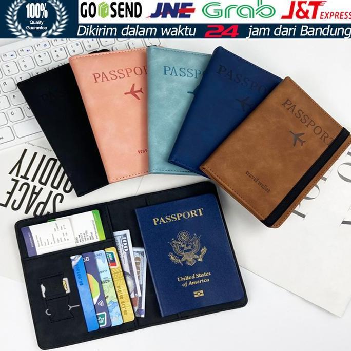 LIVINMART Dompet Paspor Kulit Travel Couple Dompet Passport Holder Cover Leather