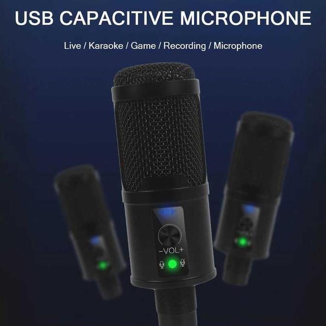 VASRUFK Microphone Condenser USB DJ Live Recording with Stand