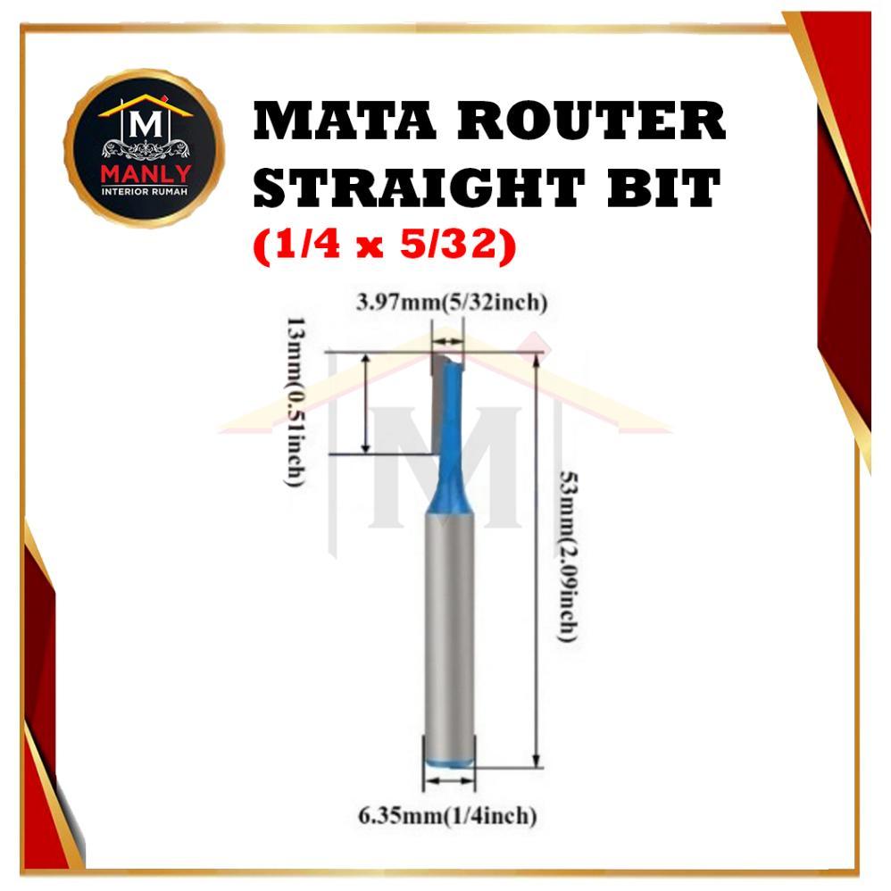 Mata Router Lurus Straight Bit Kayu 1/4" Mata Profil Router Lurus
