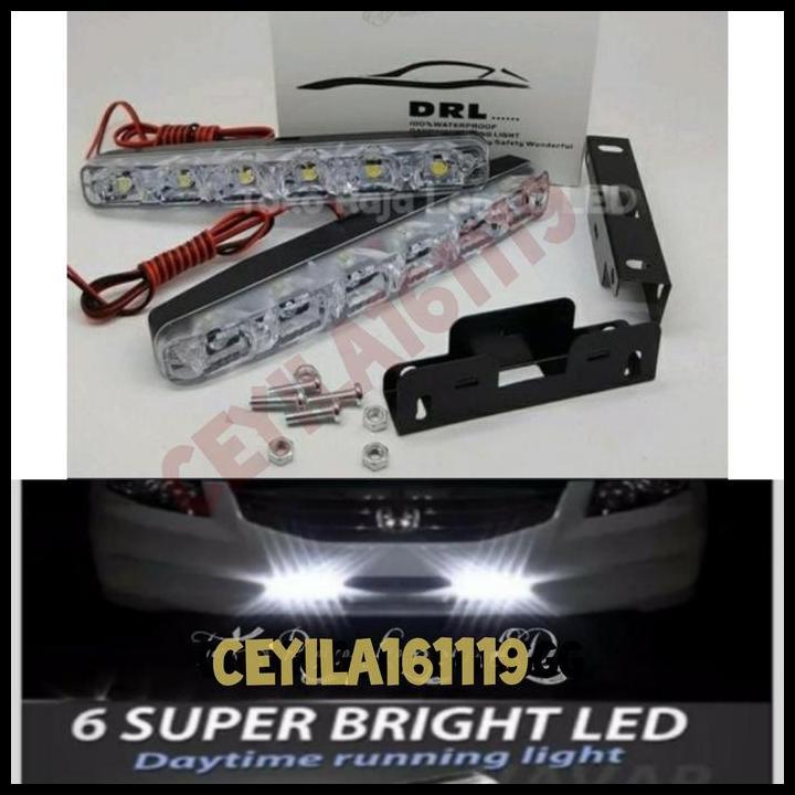 TERBARU LAMPU MOBIL LAMPU DRL 6 LED MATA PUTIH MOBIL OUTLANDER 