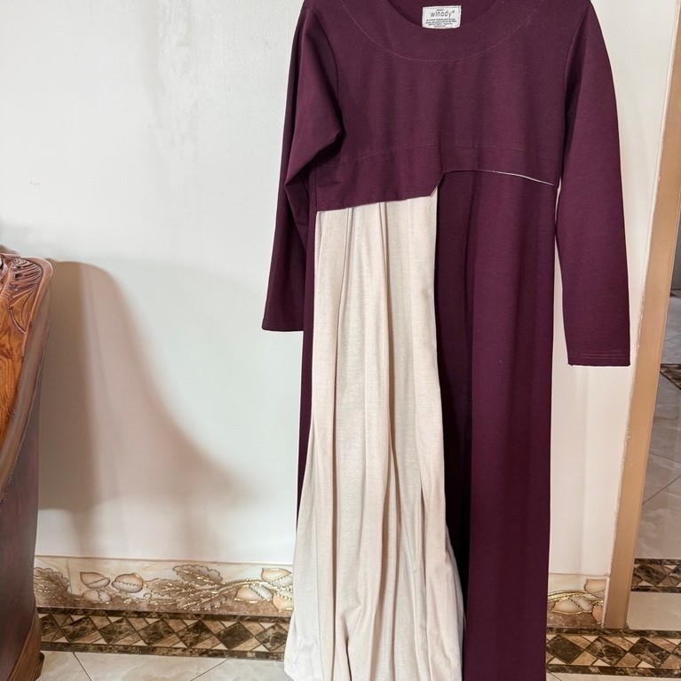 PRELOVED DRESS WINODY MAROON CREAM VERY GOOD CONDITION ‼️
