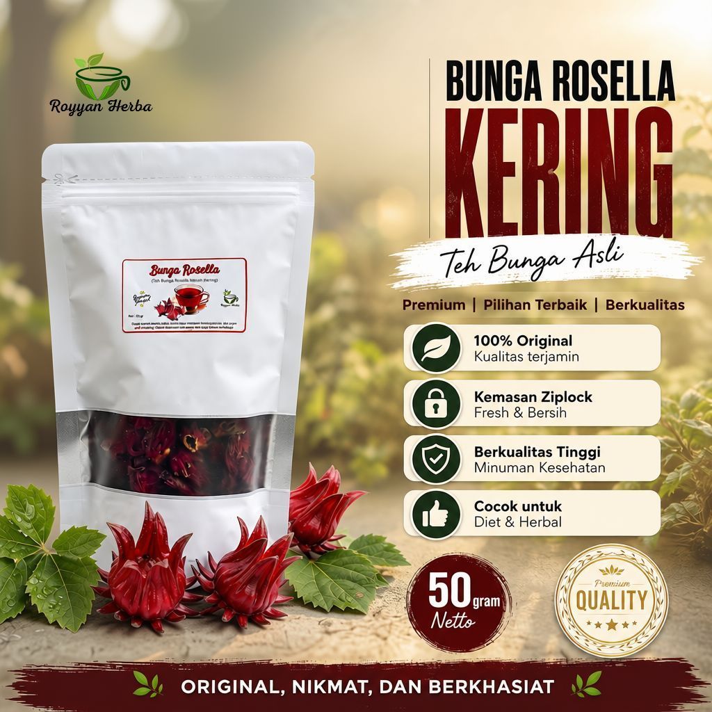 Bunga Rosella 50 gr / Bunga Rosella Merah / Teh Bunga Rosella Merah Kering