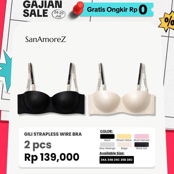 Good- Sanamorez (2 Pcs) | Strapless Wire Bra / Bra Kat Strapless - Cotton / Polyamide | Size 34A - 3