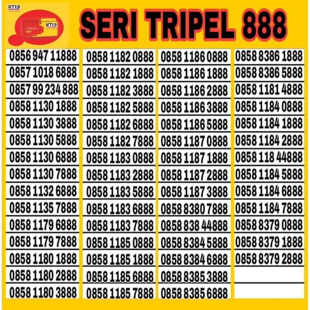 NOMOR CANTIK INDOSAT IM3 4G 5G SERI 888