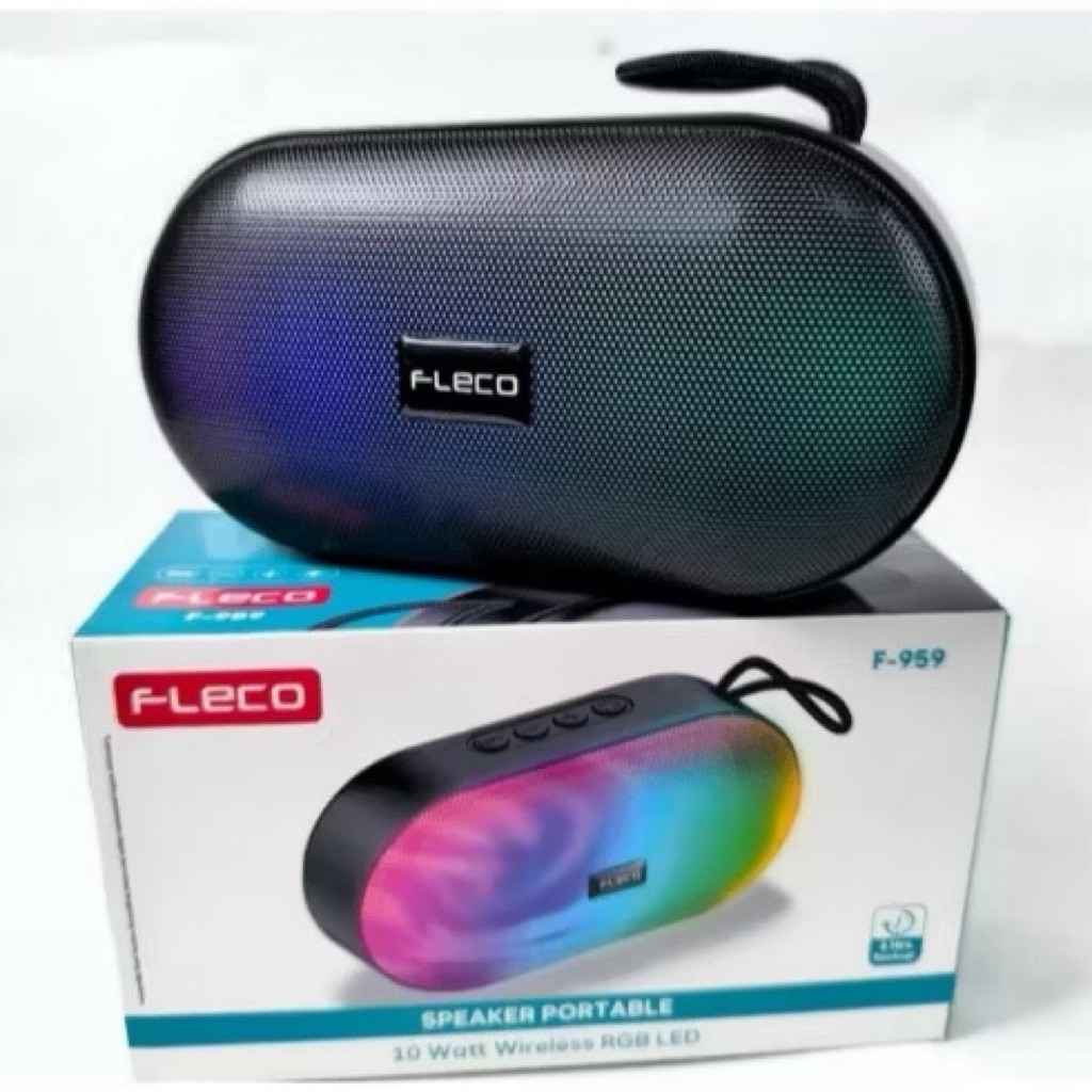 Speaker Portable Bluetooth Wireless LED Light Play RGB 10watt Output FLECO F-959 F959