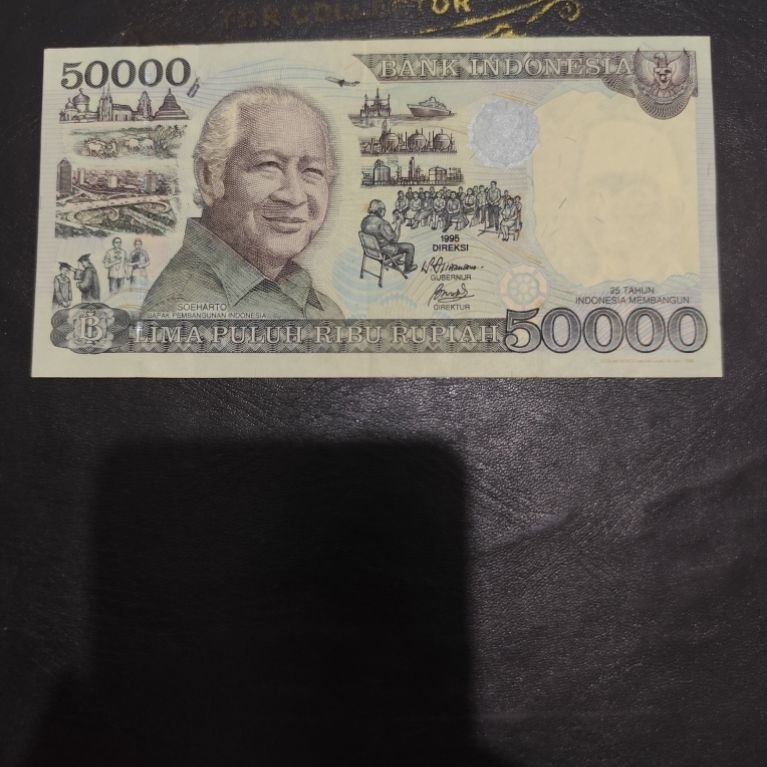 uang kuno 50000 soeharto kertas ekonomis