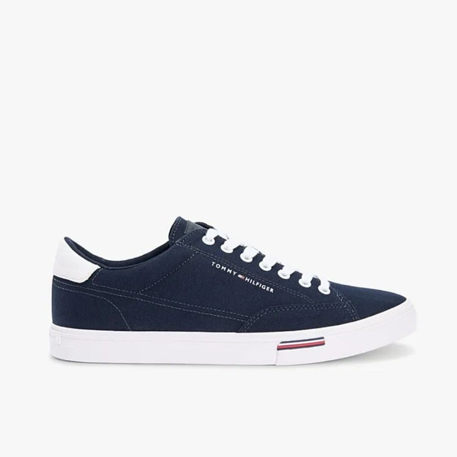 Sepatu Kets TOMMY HILFIGER Canvas Signature Midsole Trainers Sepatu Kasual Pria